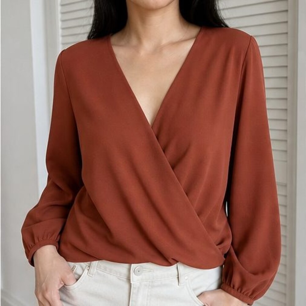 Rust Ruffle Blouse - Picture 2 of 6